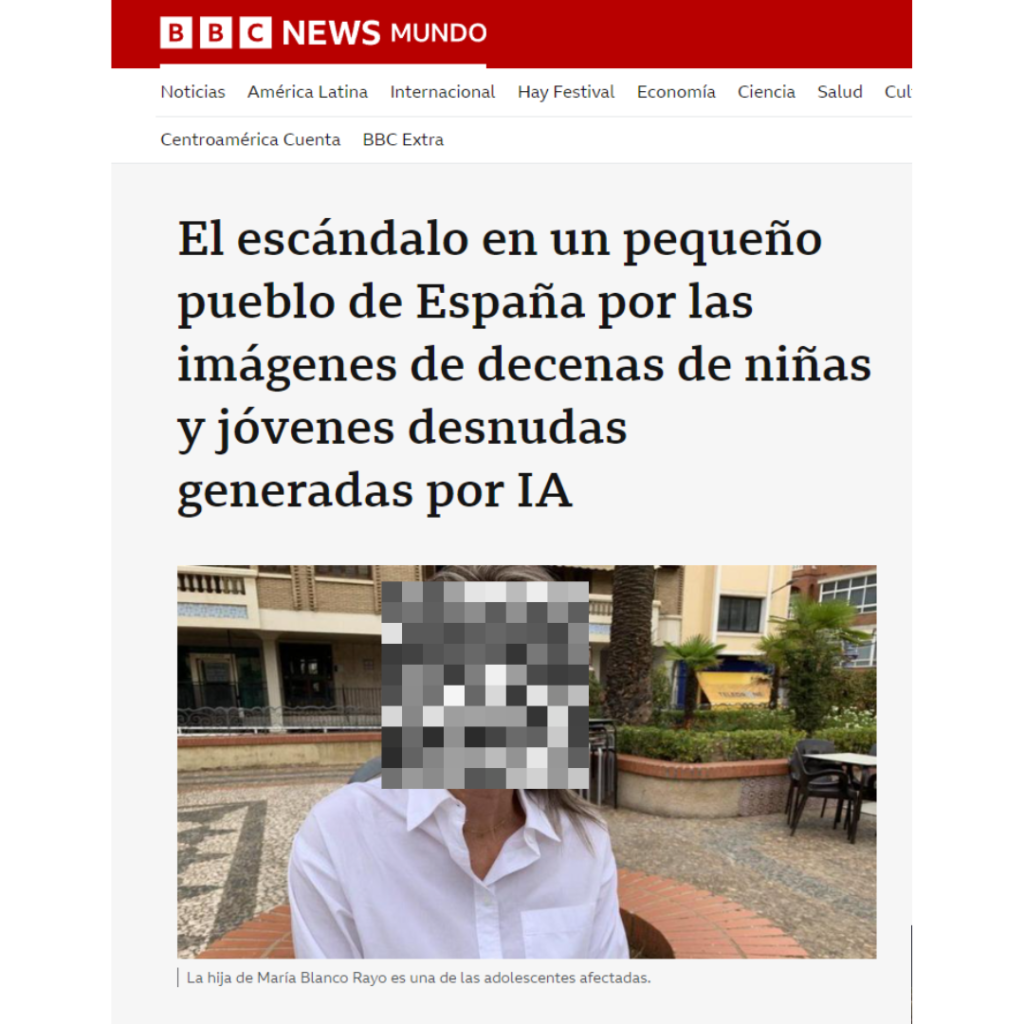 Noticia sobre delito digital por IA en España